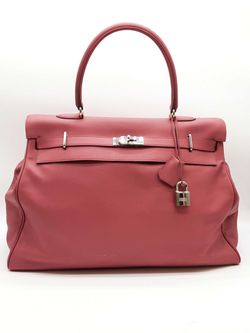 Hermes Kelly 50 Rose Pink Box Calf Palladium Duffle Bag Vc0623lxcrxmia