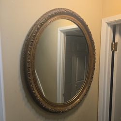Antique Gold Guilded Long Oval Mirror