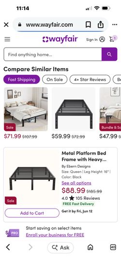 King size or Queen Bed frame platform