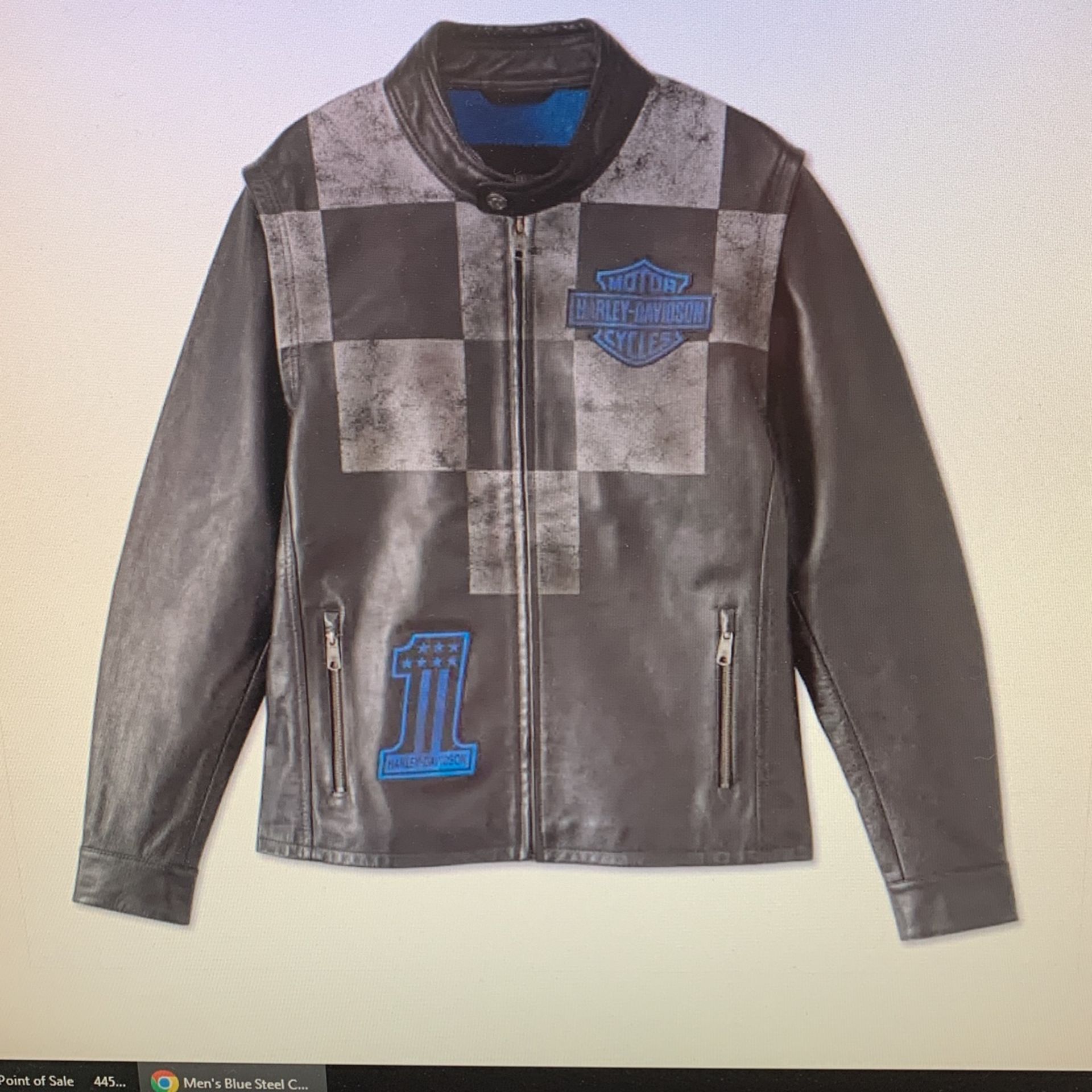 Harley Davidson Blue Steel Leather Jacket (Converts to vest)