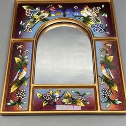 Reverse Painted Songbird Mirror
