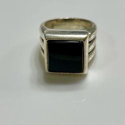 James Avery Heavy Black Square Onyx Ring Retired Rare Size 6 Sterling Silver