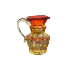 KANAWHA Amberina Glass Creamer Pitcher Vase Handmade Blown Small Vintage Retro