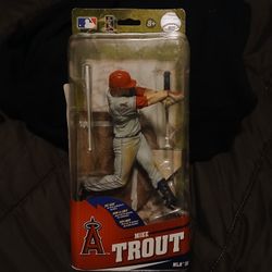McFarlane Toys MLB Series 33 SportsPicks action figure of Mike Trout in his Los Angeles Angels uniform.