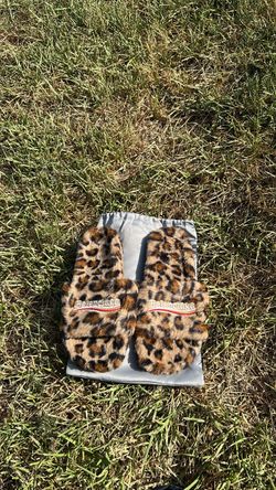 Balenciaga Leopard Faux Fur Slides