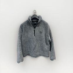 Rip Curl Fleece (Fuzzy) Rare Blueish Grey 1/4 Zip Pullover Sweater- Size Medium