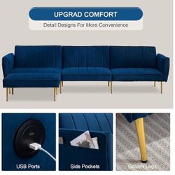 105” L Shape Futon Sofa Coach