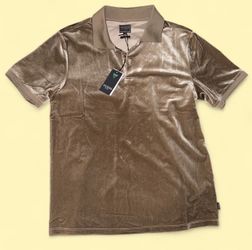 Guess Velour Tan Men's Polo Shirt Size M