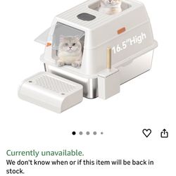 Enclosed Stainless Steel Cat Litter Box with Lid Extra Large Litter Box for Big Cats XL Metal with High Wall Sides Enclosure, Non-Stick