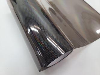 Gloss black Holographic Laser light tint film for headlight tail light fog