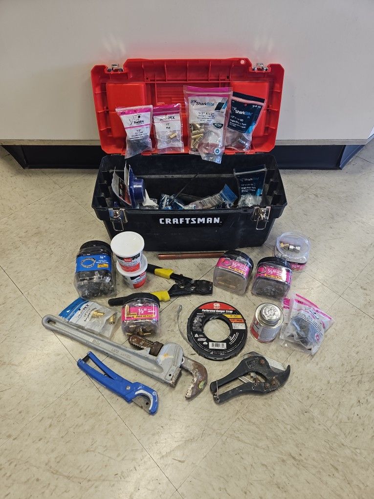 Craftsman Tool Box with Miscellaneous Plumbing Tools/Supplies I-8141
