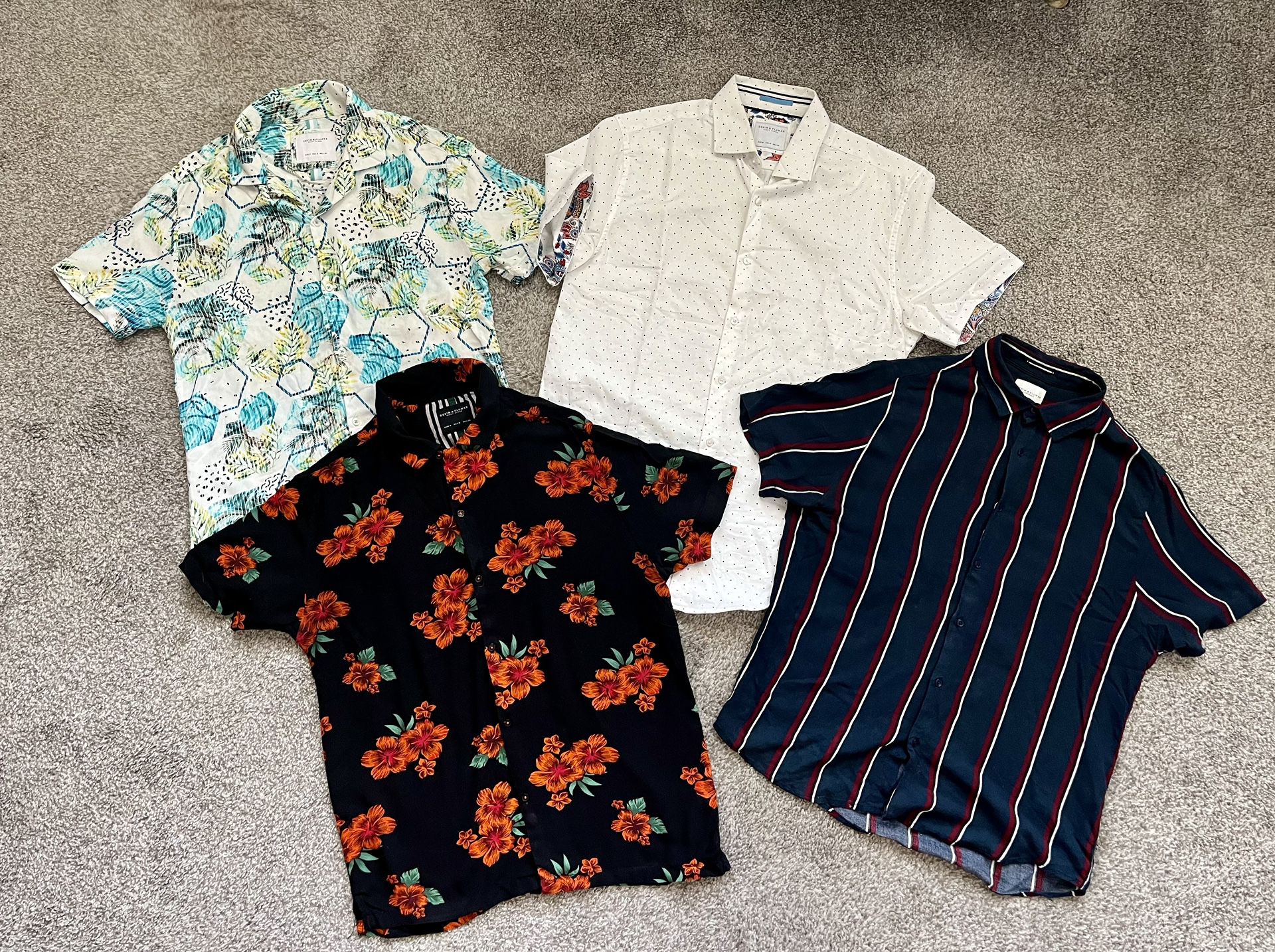 4) Denim & Flowers Short Sleeve Button-Up Shirts