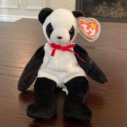 Fortune the Panda Bear Ty 1999 Vintage Original Beanie Baby PE Pellets 9” 