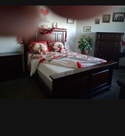 Ashley panel bed frame queen size nice and strong with mattress only $600