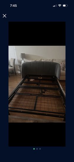 Grey Queen Bed frame And Adjustable Metal Box Spring
