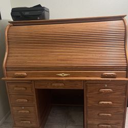 Roll Top Oak Desk