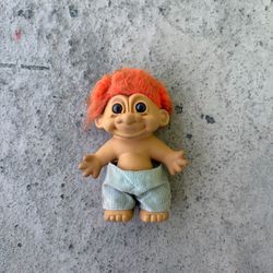 Vintage Russ Berrie Orange Hair Troll Doll