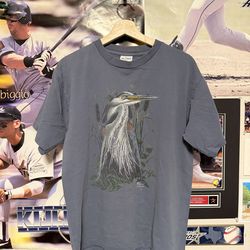 Vintage 1992 Wild Cotton Atlas Great Blue Heron Bird Wildlife Animal Shirt
