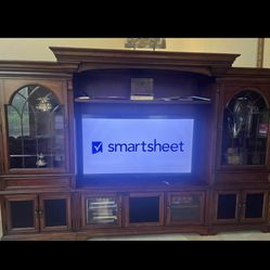 Genuine Solid Wood Home TV Entertainment Center With Lots of Storage