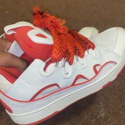 Red and White Lanvin Curbs