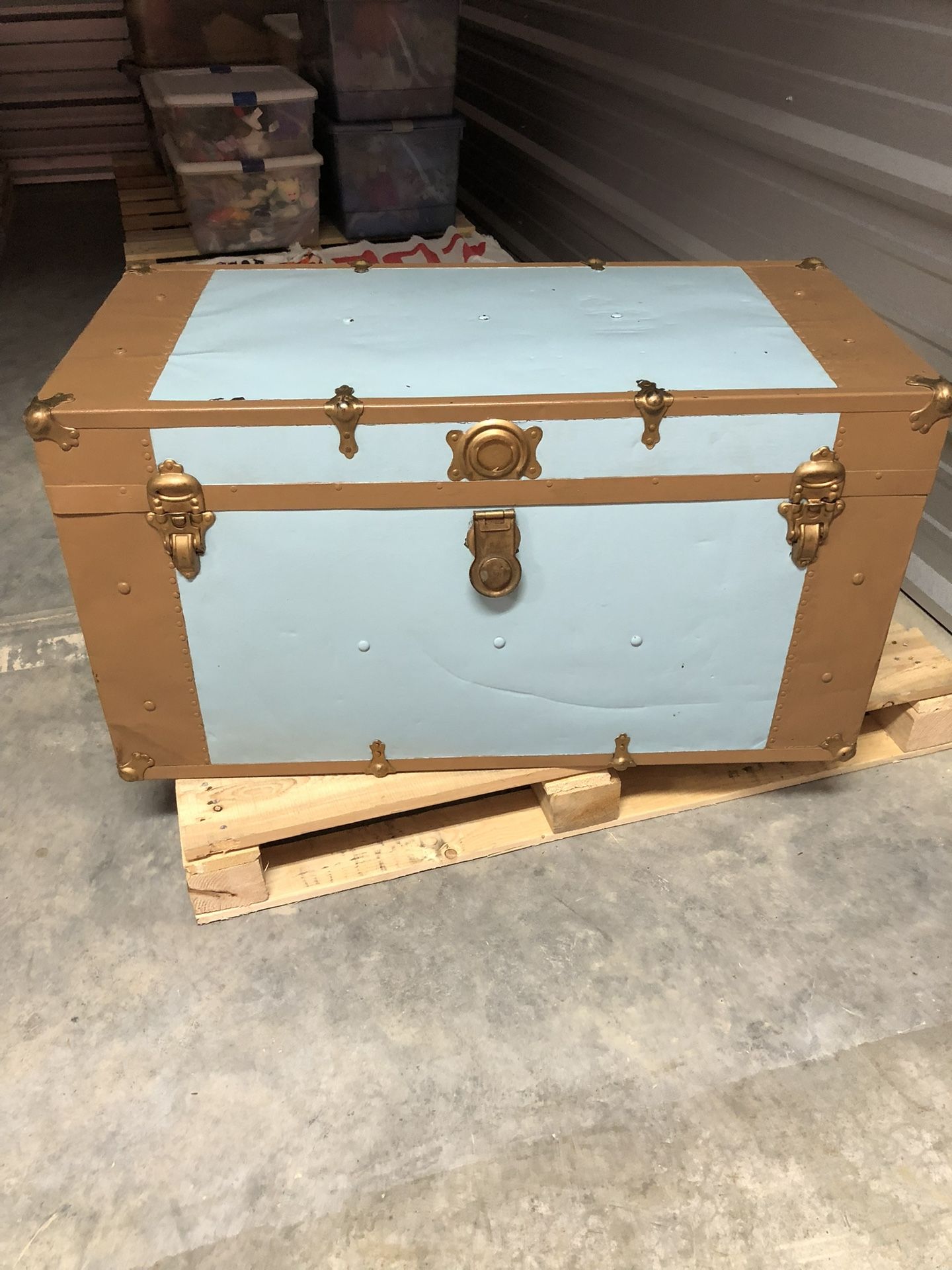Vintage Metal Steamer Trunk - Great for storage and/or furniture piece.