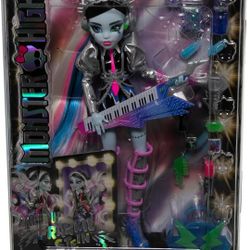 Monster High Doll, Amped Up Frankie Stein Rockstar with Instrument and Performance-Themed Accessories

