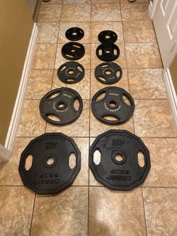 Olympic weights withhandle set- 210lbs -$200