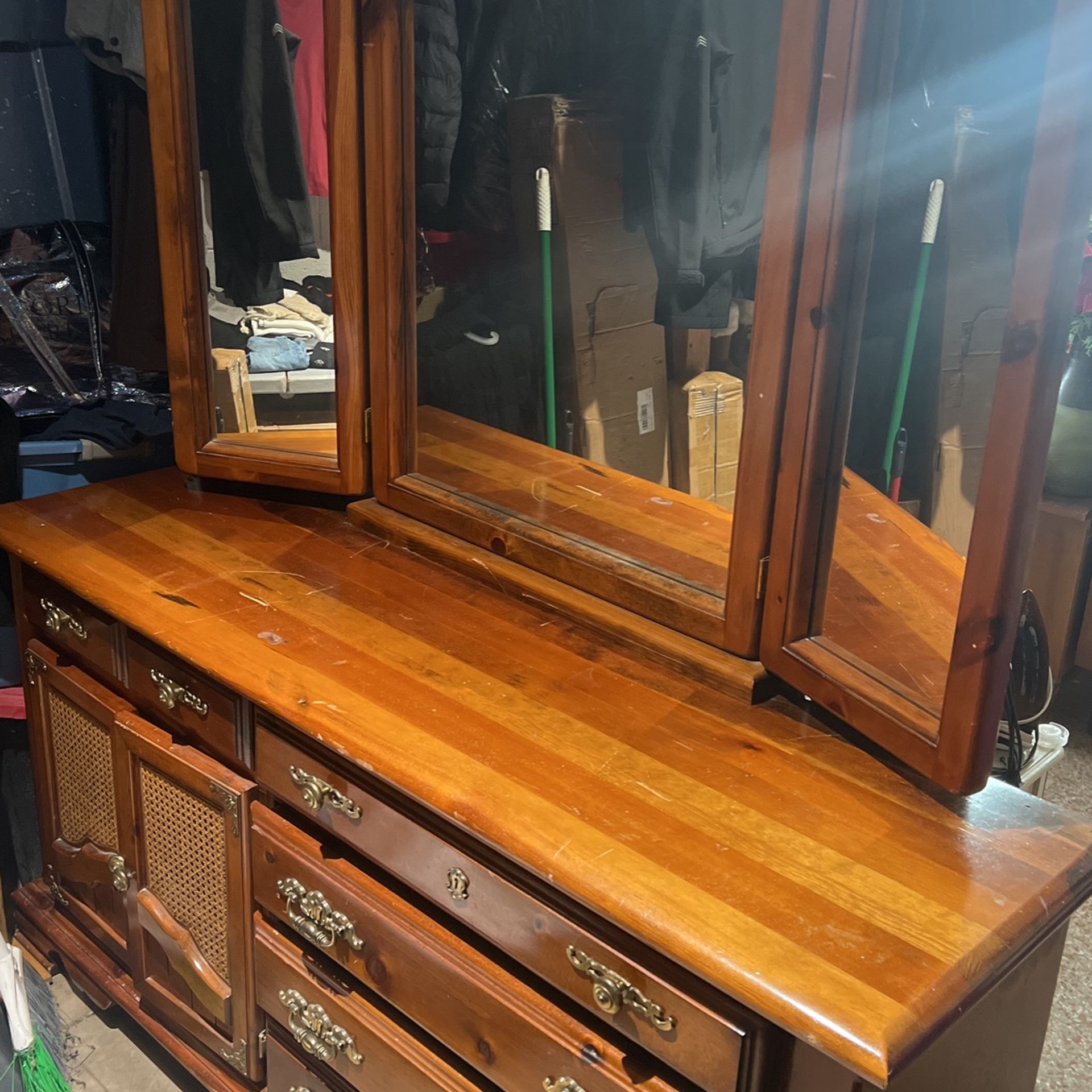 Dresser With Mirror Back.