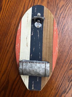 Rustic Wall-Mounted Bottle Opener with Cap Catcher