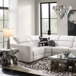 Leather Top Grain White Z Gallerie Sectional Sofa