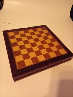 Wooden Chess Board with Storage Drawer
