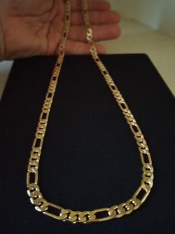 Gold Deep Plated Figaro Necklace Chain Jewelry 