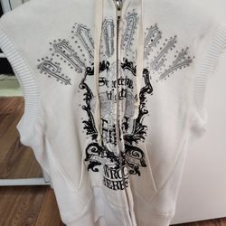 Rhinestone Graphic Hooded Vest 