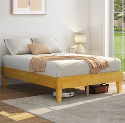 Queen size bed frame solid wood
