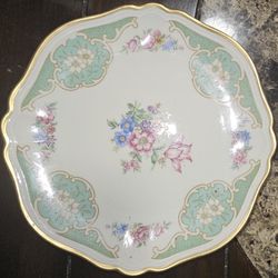 Eschenbach Bavaria Germany White Flowers Saucer And Dessert Plate 