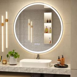 20x20 LED round bathroom mirror with lights, backlight + front light, anti-fog, dimmable