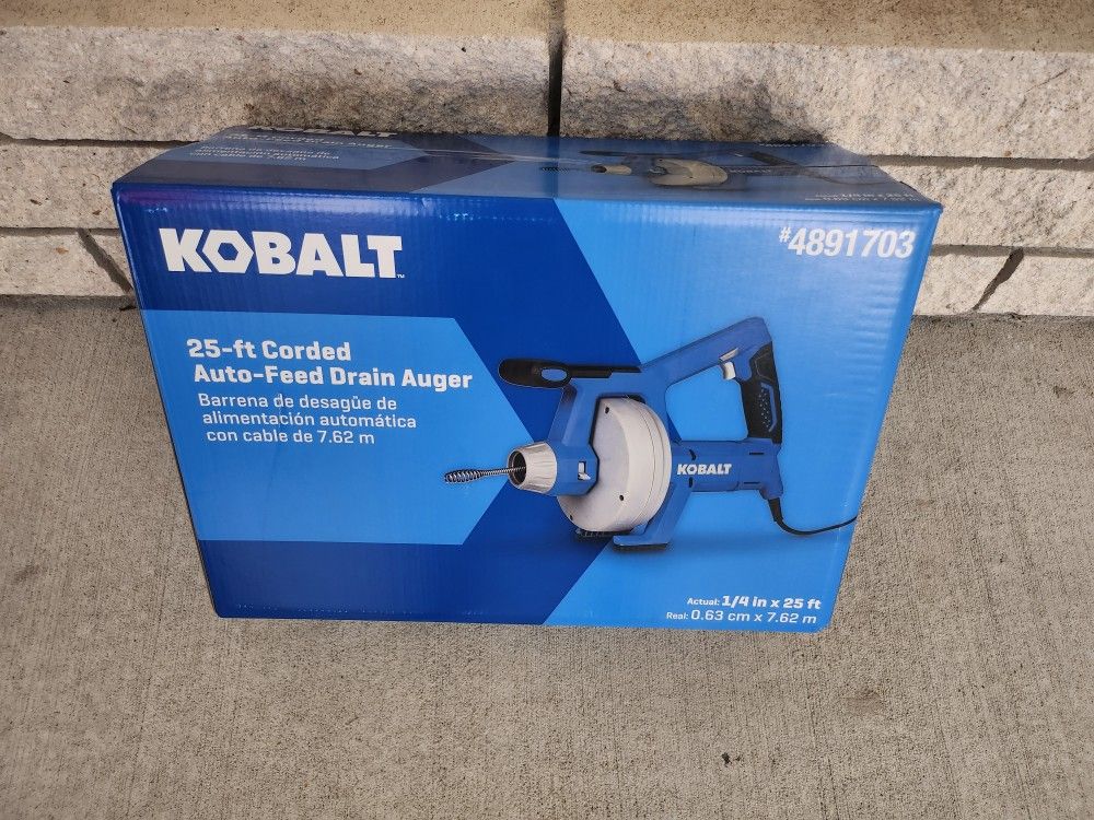 Kobalt 25-Ft Auto-Feed Drain Auger -BRAND NEW 