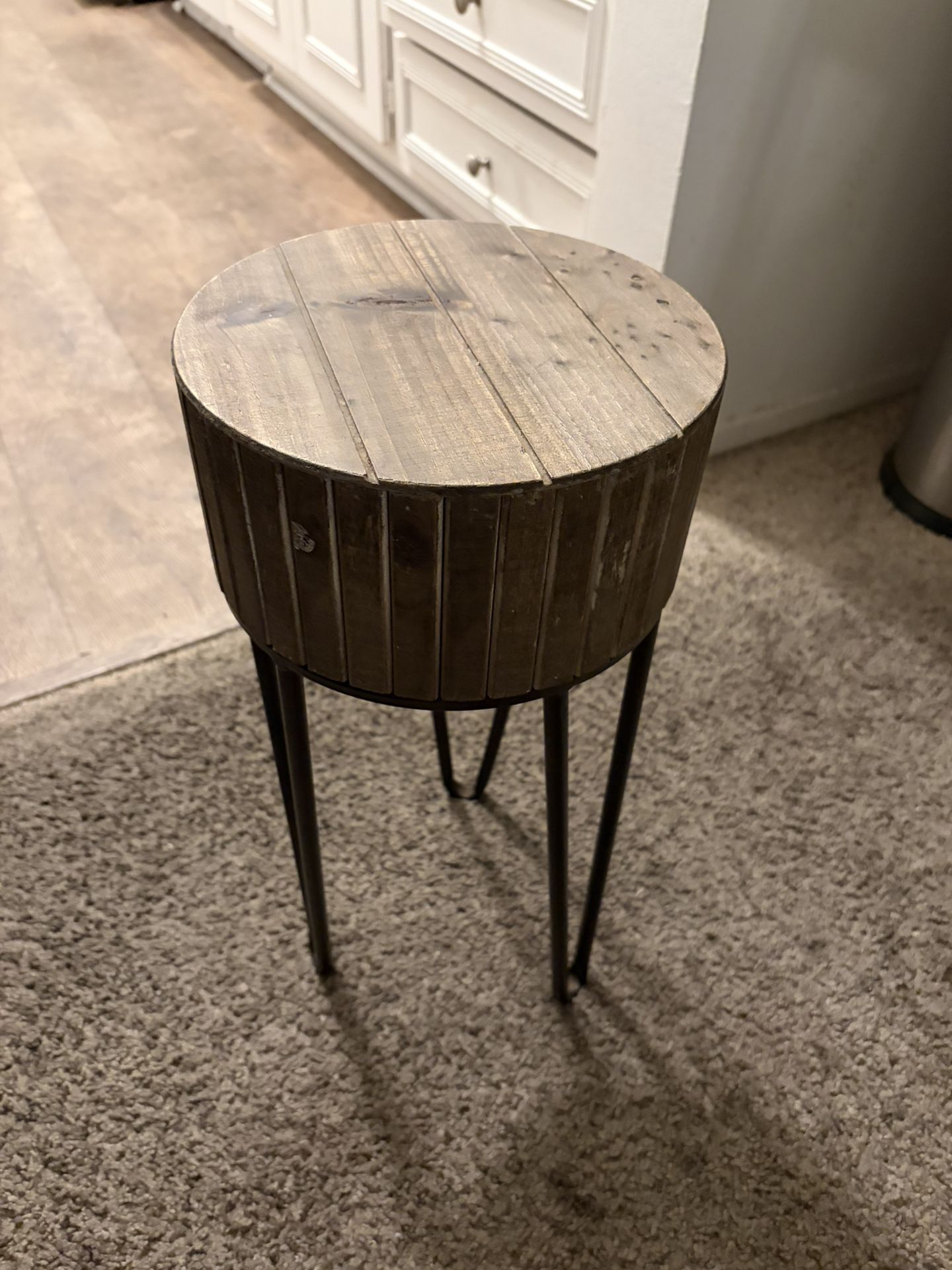 Washed Dark Gray Wood Mini Stool 
