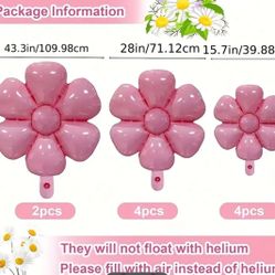 10 Piece Pink Daisy Foil Balloons 