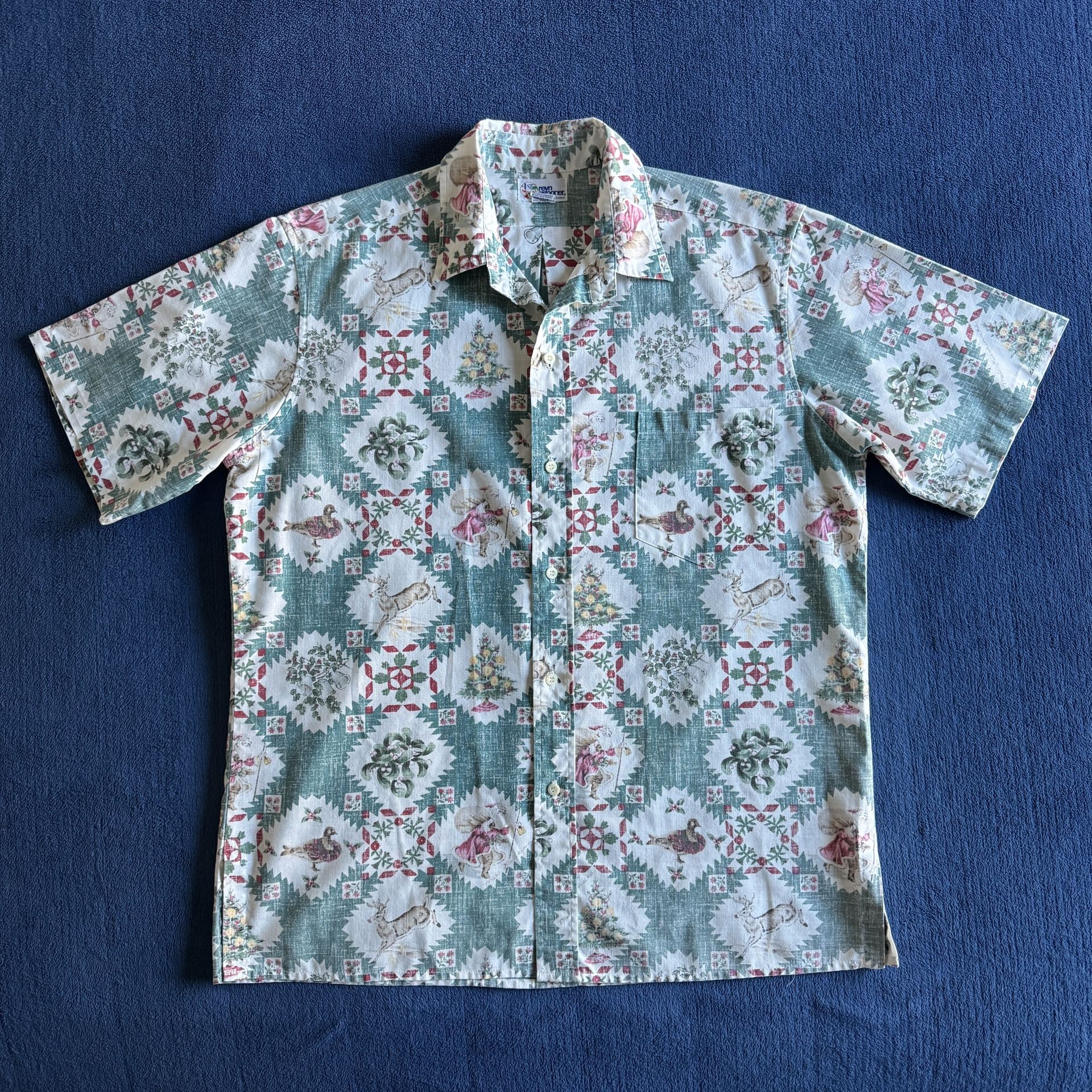 Vintage Reyn Spooner 1992 Mele Kalikimaka Christmas Hawaiian Shirt L