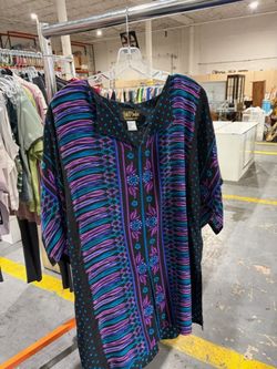 Women's Purple and Teal Print Tunic Top