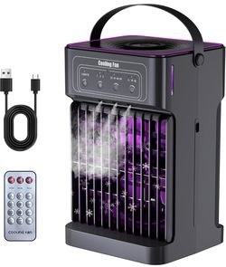 Portable Air Conditioners, 4-IN-1 Portable AC Unit with 3 Wind Speeds, 3 Spray Mode, 7 Night Light & 2-8H Timer Air Conditioner Portable,Personal Smal