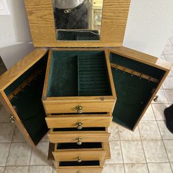 wooden jewelry armoire With Felt Lining 
