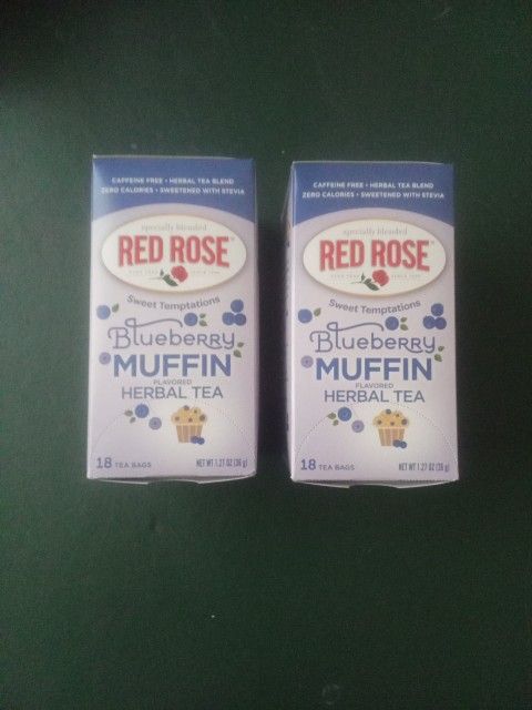 Yummy Red Rose Blueberry Muffin Tea w/ Stevia 2 Boxes 18 Tea Bags In Each Box They Are out Of Date But Still Good π Cash