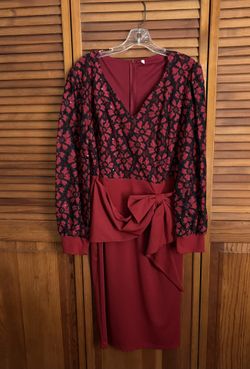 Woman’s Dress. Red & Black Lace 5% Spadex & 95% Terylene Size L (1(contact info removed)3-3 ) Wash Dark Colored Clothes.
