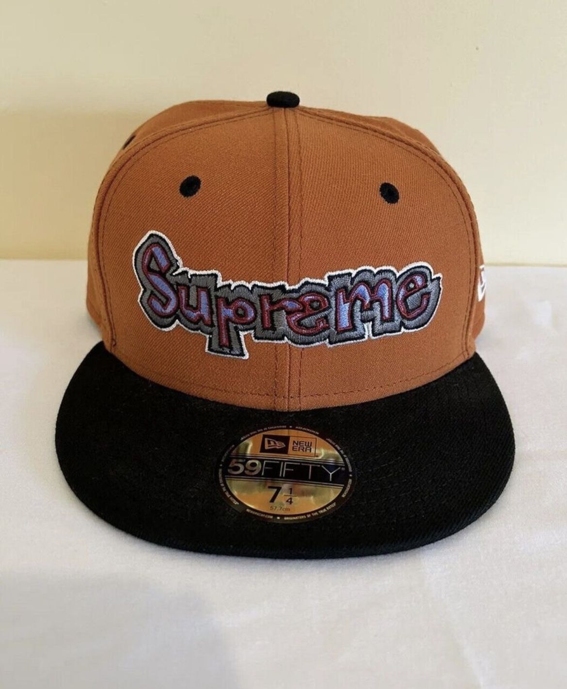 Supreme New Era Fitted Hat 7 1/4 Orange & Black