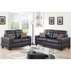 Espresso Brown Sofa And Love Seat Set 