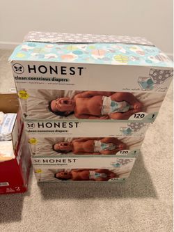3 brand new HONEST DIAPERS/HUGGIES DIAPERS