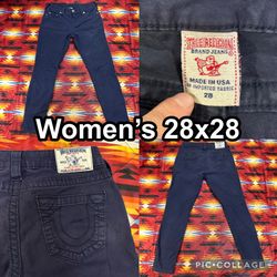 True Religion Brand Hi Rise Legging Stretch Jeans Blue Women’s Size 28x28