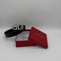 Ferragamo Belt Silver Buckle Black Leather With Box. ✅ Sizes 32-34-36-38-40  High-quality black leather belt with a sleek silver buckle. Modern and ve